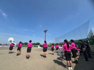 野球大会の開会式で
